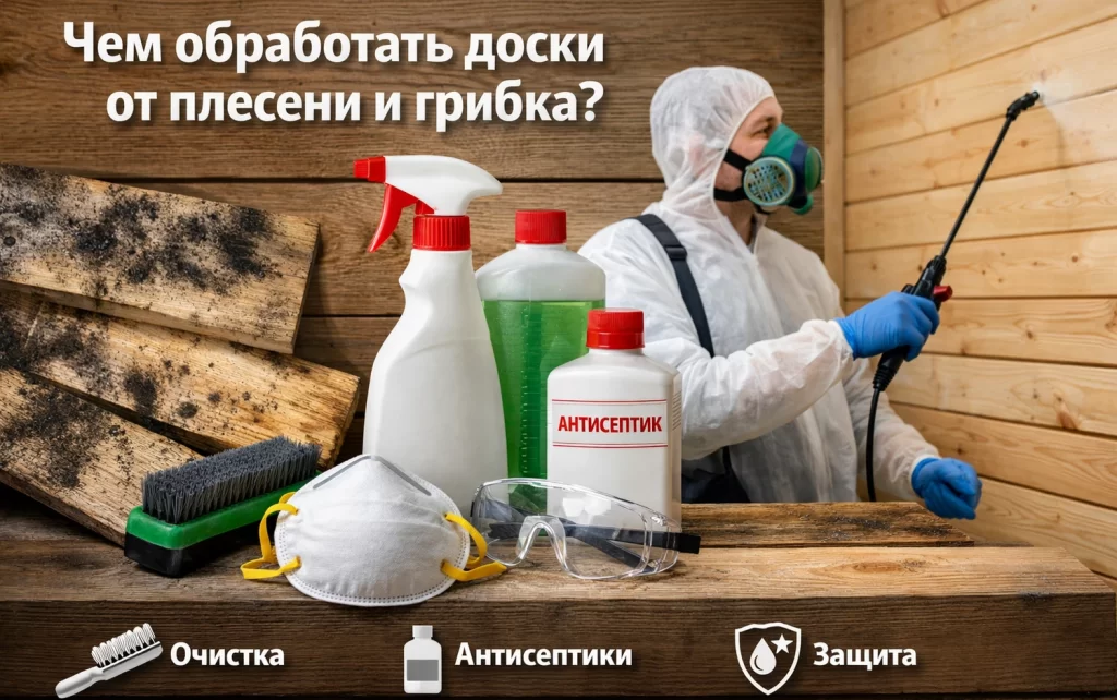 Чем обработать доски от плесени и грибка
