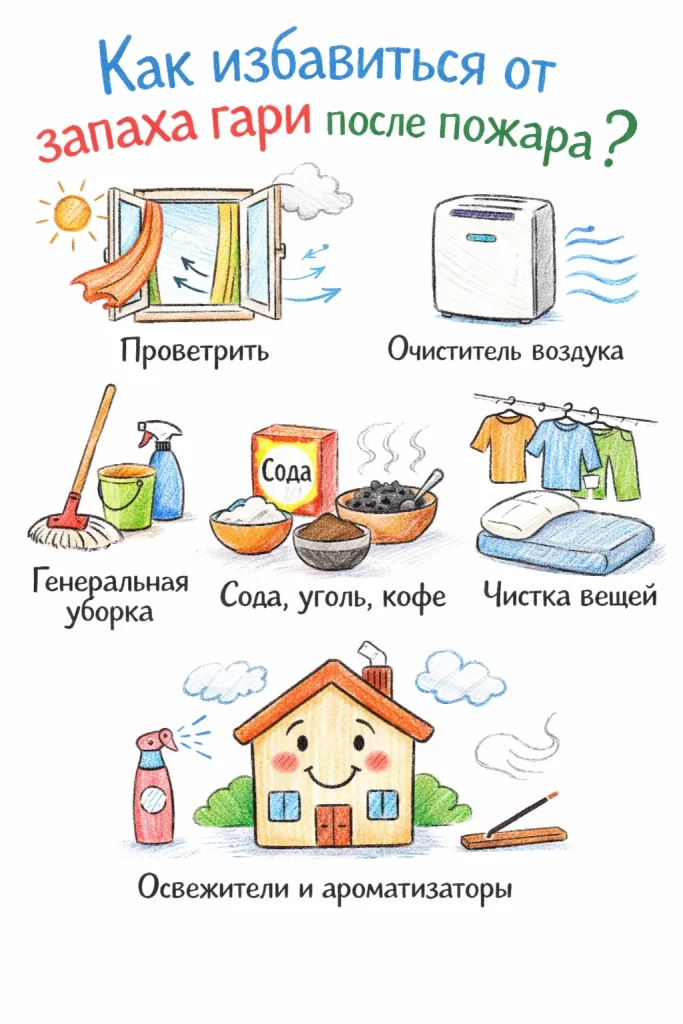 как избавиться от запаха гари после пожара