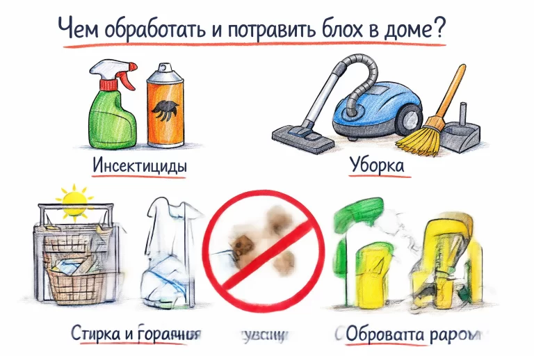 чем обработать и потравить блох в доме